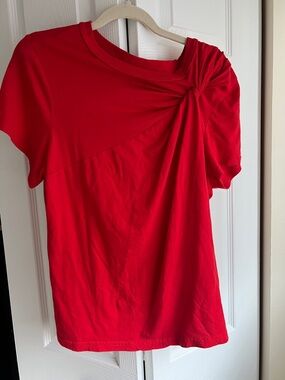 Maeve Anthropologie Red Twist Knot Tee – Draped Shoulder Top – XL